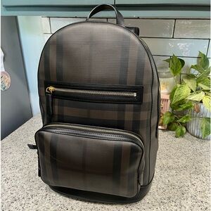 Burberry Marden Backpack London Check Coated Canvas with Leather *READ CAPTION*